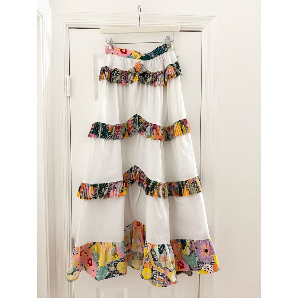 Celia B Womens Multicolor Tiered Lined Floral Pleated A-Line Skirt Small